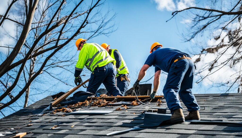 Dakreparatie bij vallende takken